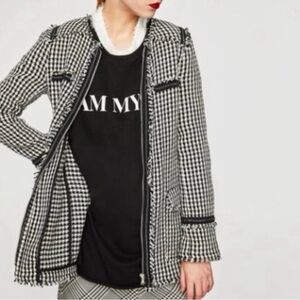 Zara TRF Outerwear Houndstooth Jacket NWT
